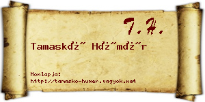 Tamaskó Hümér névjegykártya